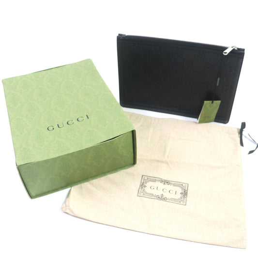 GUCCI Clutch bag 646449 Main: Leather black mens Used Authentic