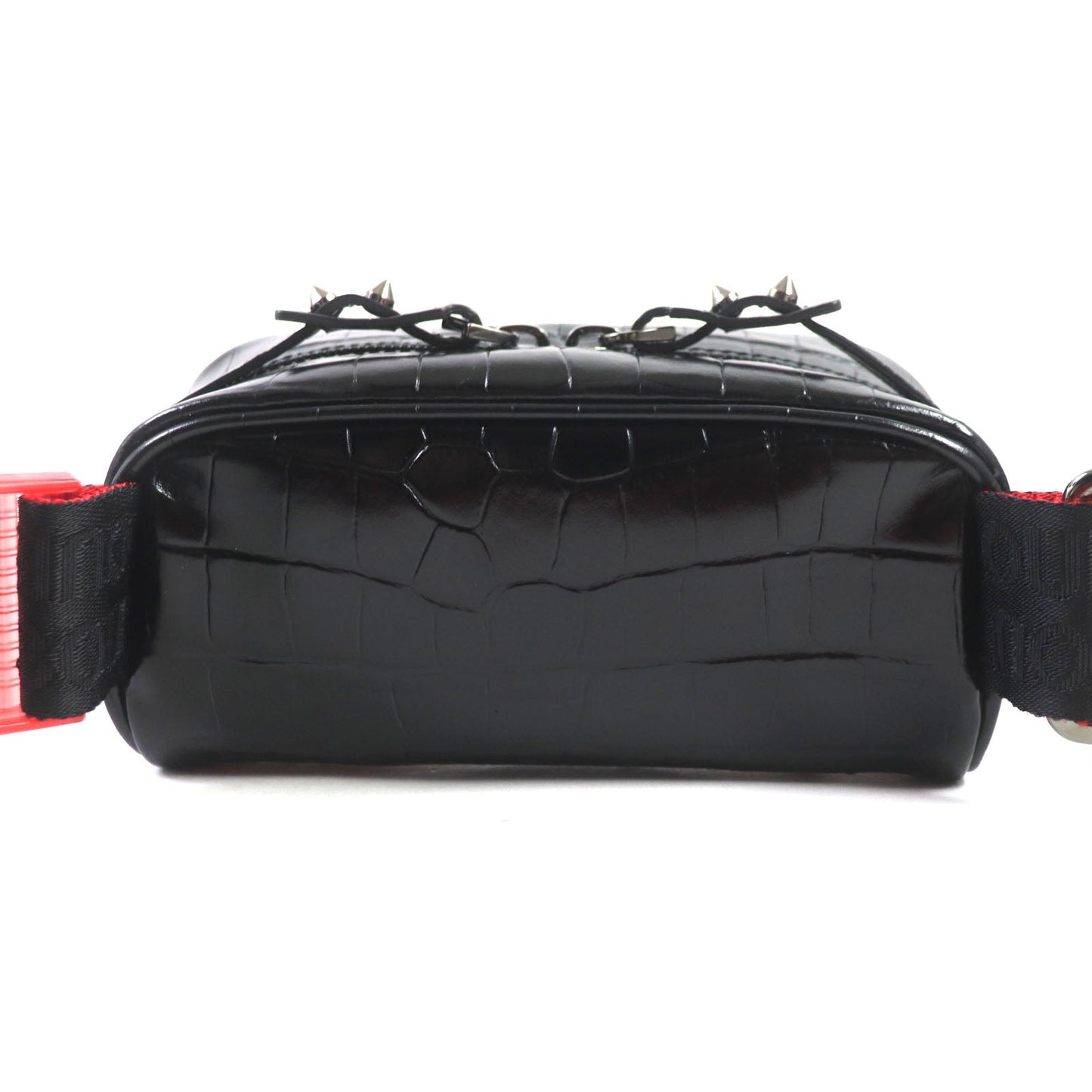 Christian Louboutin Sling bag 1215059 Crocodile embossed leather, gunmetal Black red Blaster mens Used Authentic