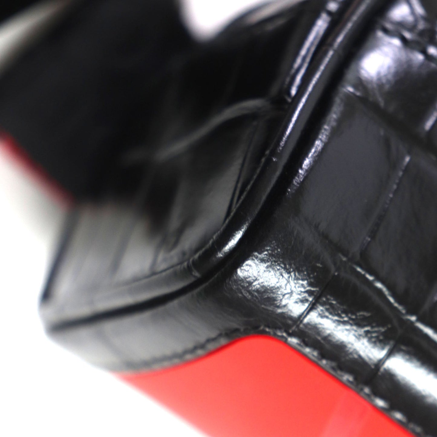 Christian Louboutin Sling bag 1215059 Crocodile embossed leather, gunmetal Black red Blaster mens Used Authentic