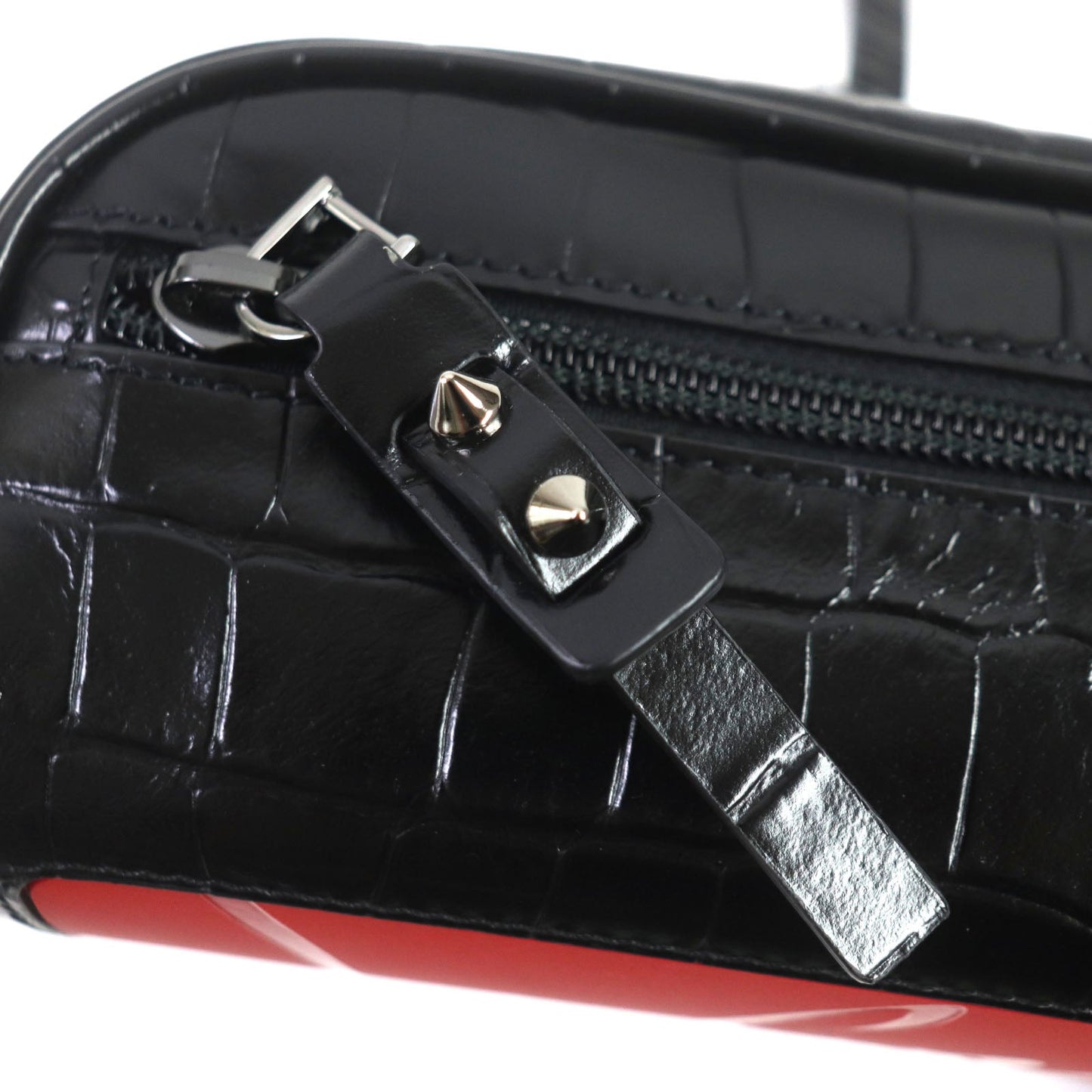 Christian Louboutin Sling bag 1215059 Crocodile embossed leather, gunmetal Black red Blaster mens Used Authentic
