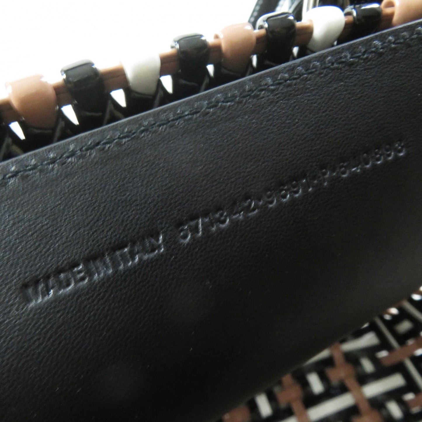 BALENCIAGA Handbag 671342 Patent, Enamel black white beige Bistro XS Women Used Authentic