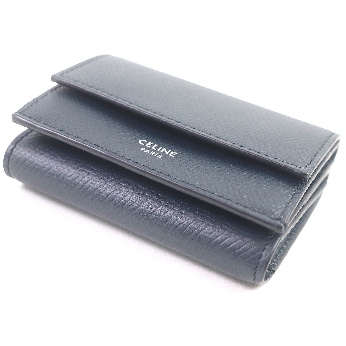 CELINE Tri-fold wallet 10E603BEL Main: Leather Navy Folded compact wallet mens Used Authentic