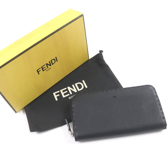 FENDI Long Wallet Purse 7M0210 Main: Leather black Celeria mens Used Authentic