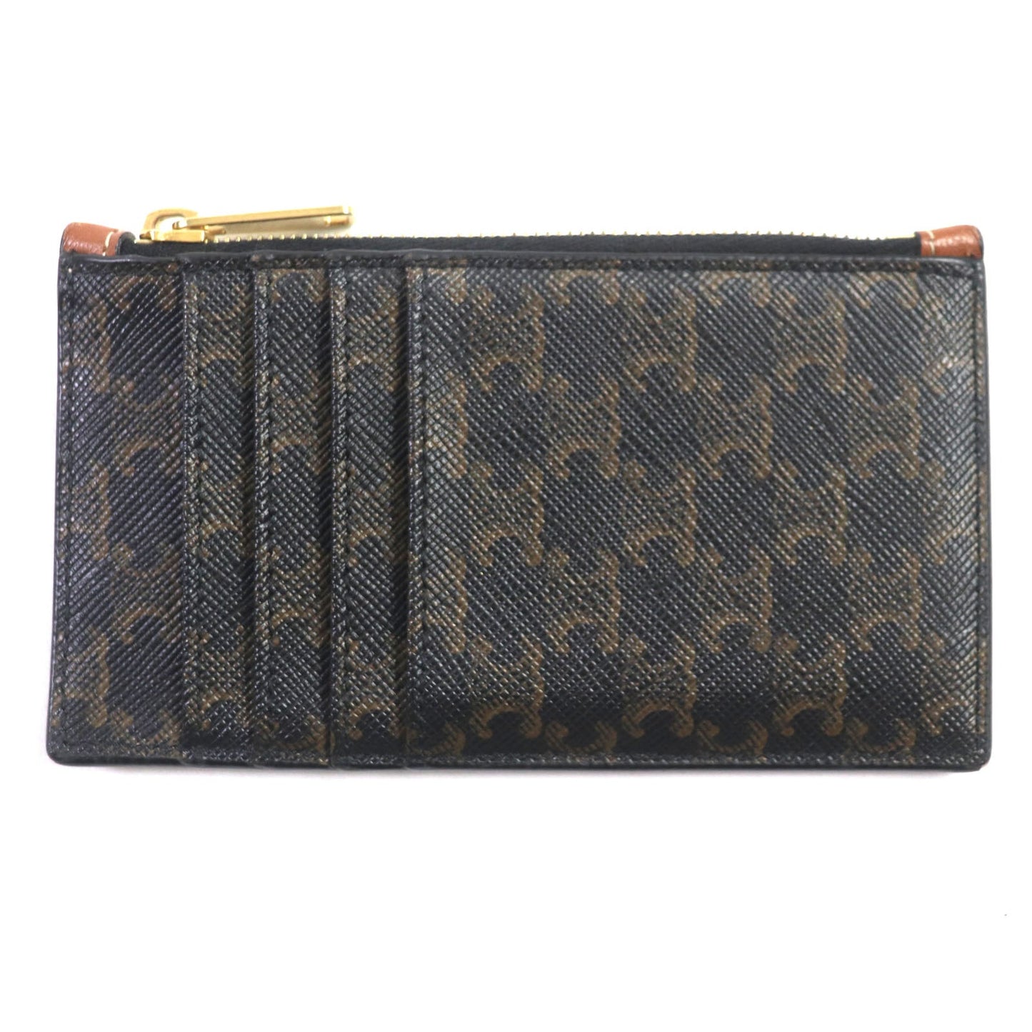 CELINE Coin case 10B682CAM PVC Brown black Triomphe
