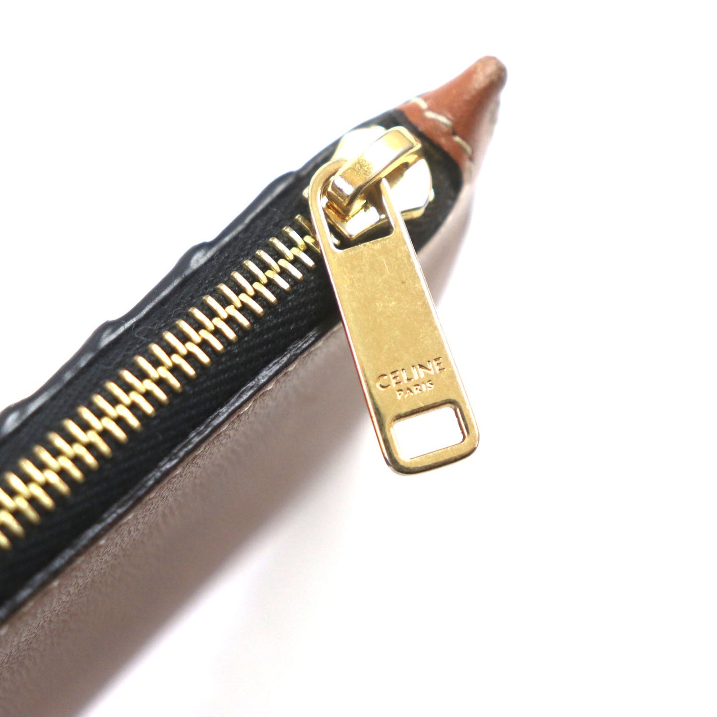 CELINE Coin case 10B682CAM PVC Brown black Triomphe