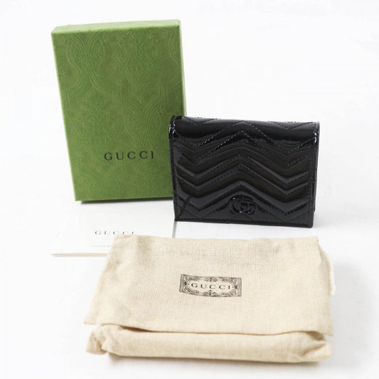GUCCI Bifold Wallet 466492 Main: Patent leather black Women Used Authentic
