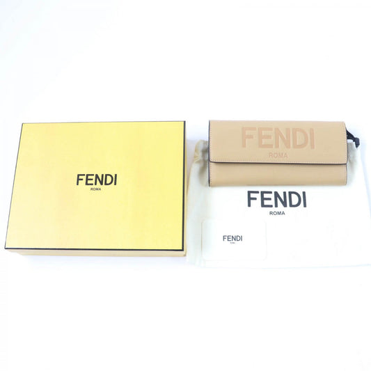 FENDI Long Wallet Purse 8M0251 Main: Leather Beige brown Women Used Authentic