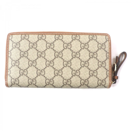 GUCCI Long Wallet Purse 819122 Main: Canvas, Part: Leather Beige brown GG Emblem Zip Around Wallet mens Used Authentic