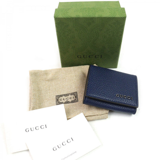 GUCCI Coin case 771160 Main: Leather Navy mens Used Authentic