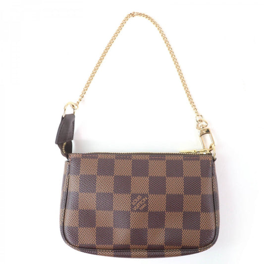 LOUIS VUITTON Pochette N58009 Main: Damier Ebene Brown Mini Pochette Accessoires Women Used Authentic