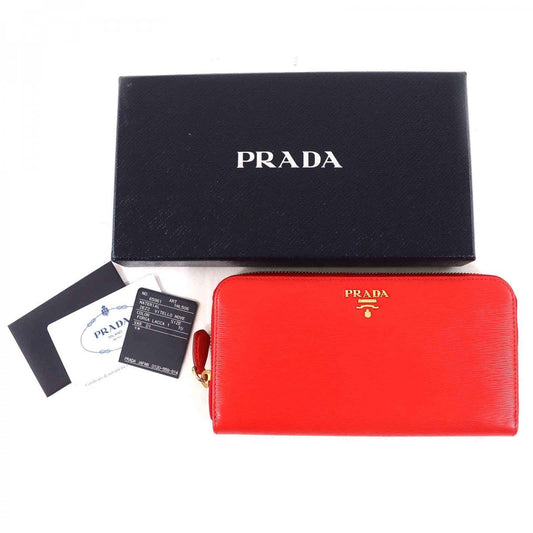 PRADA Long Wallet Purse 1ML506 Main: Cowhide Red type VITELLO MOVE Women Used Authentic