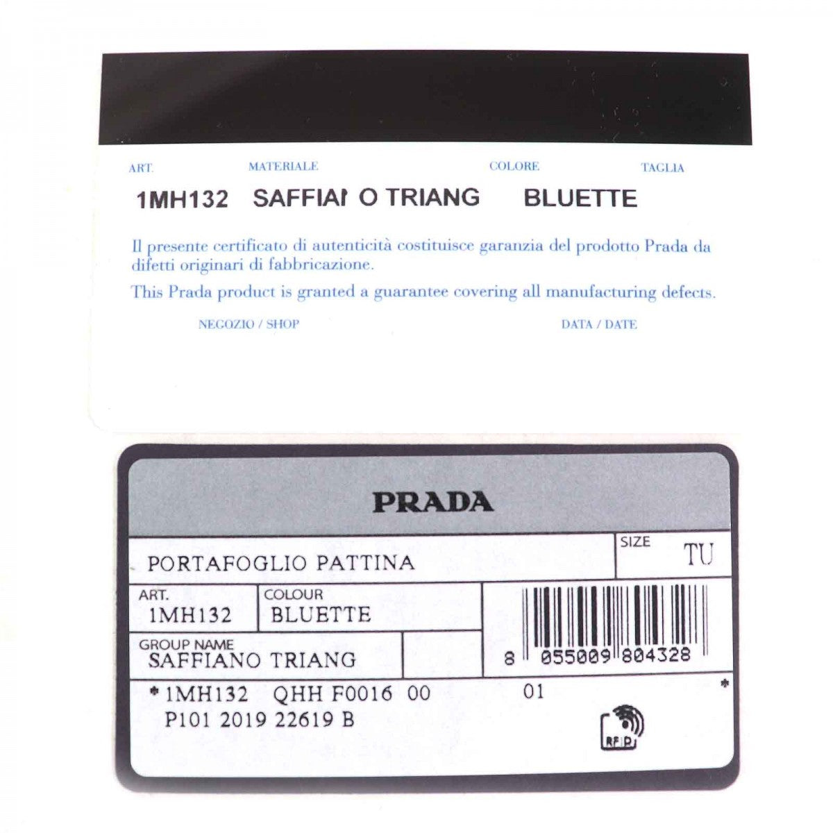 PRADA Long Wallet Purse 1MH132 Main: Saffiano leather BLUETTE Blue type SAFFIANO TRIANGOLO Women Used Authentic