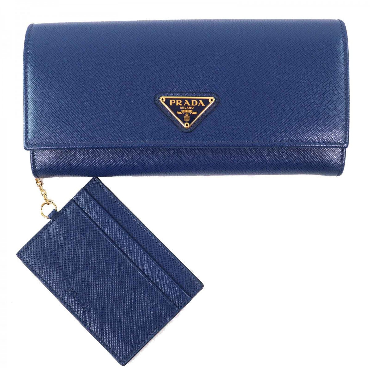 PRADA Long Wallet Purse 1MH132 Main: Saffiano leather BLUETTE Blue type SAFFIANO TRIANGOLO Women Used Authentic
