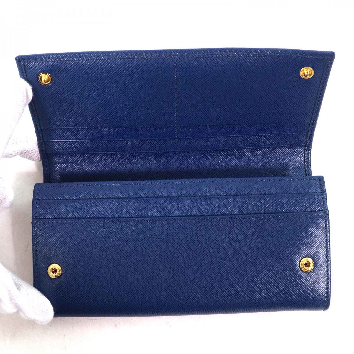 PRADA Long Wallet Purse 1MH132 Main: Saffiano leather BLUETTE Blue type SAFFIANO TRIANGOLO Women Used Authentic