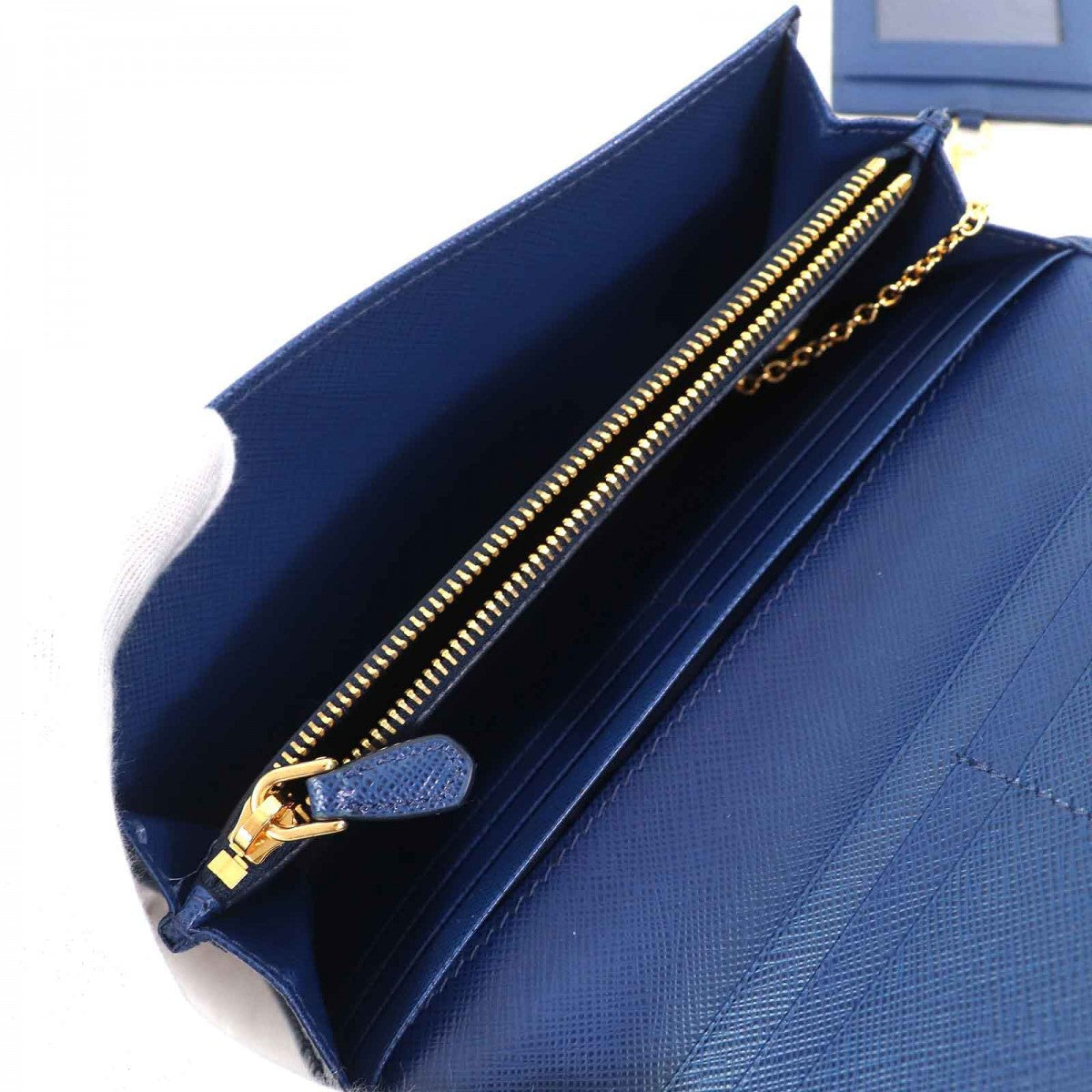 PRADA Long Wallet Purse 1MH132 Main: Saffiano leather BLUETTE Blue type SAFFIANO TRIANGOLO Women Used Authentic
