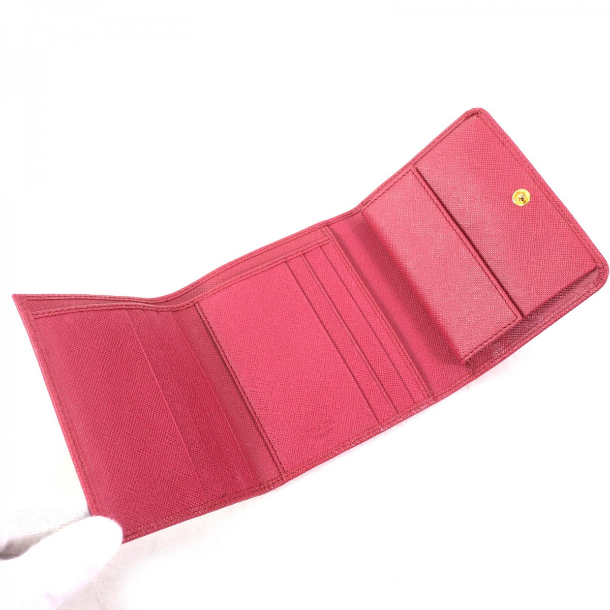 PRADA Tri-fold wallet 1M0176 Main: Saffiano leather, - BRUYERE Pink type SAFFIANO METAL Women Used Authentic