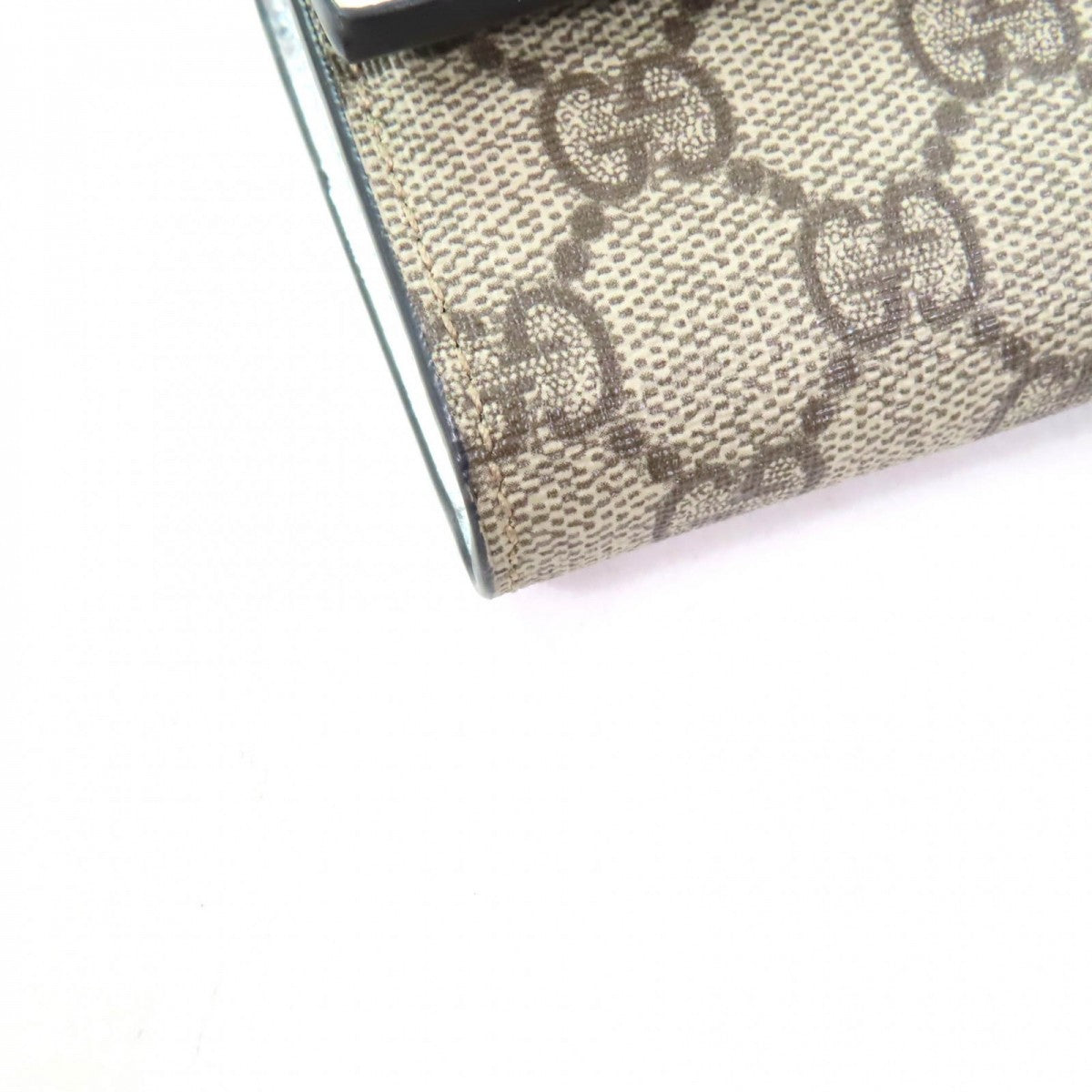 GUCCI Long Wallet Purse 456116 Main: GG Supreme canvas Silver brown Women Used Authentic