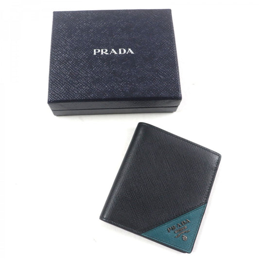 PRADA Bifold Wallet 2MO004 Safiano leather Black green