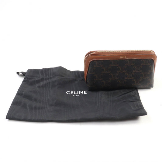 CELINE Cosmetics Pouch 4M5032CZJ leather Brown Cosmetic Lipstick Pouch