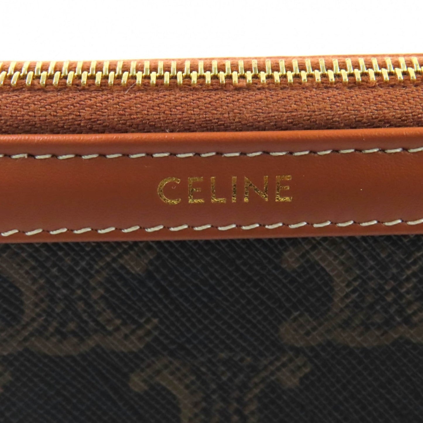 CELINE Cosmetics Pouch 4M5032CZJ leather Brown Cosmetic Lipstick Pouch