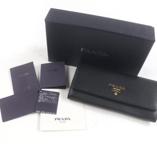 PRADA Long Wallet Purse 1MH132 leather black