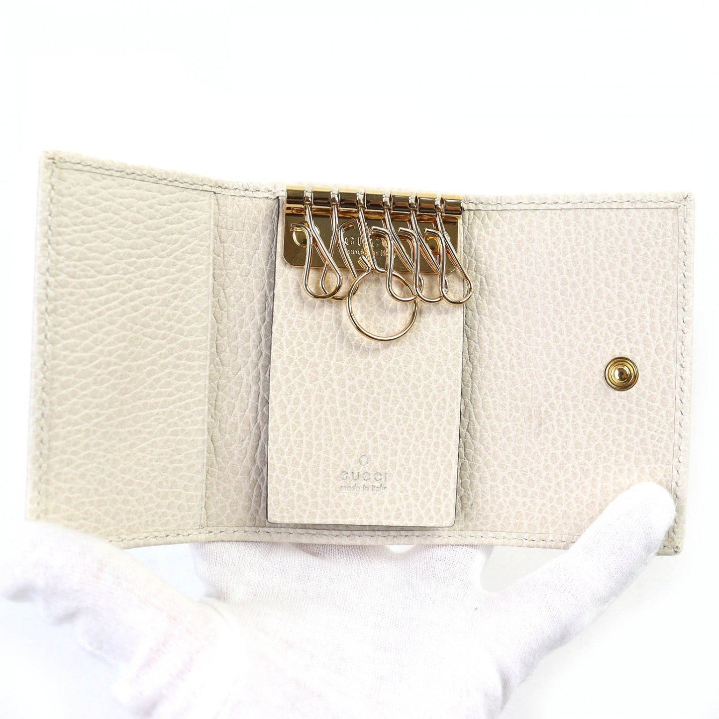 GUCCI Key case Key holder 456118 leather Light beige type