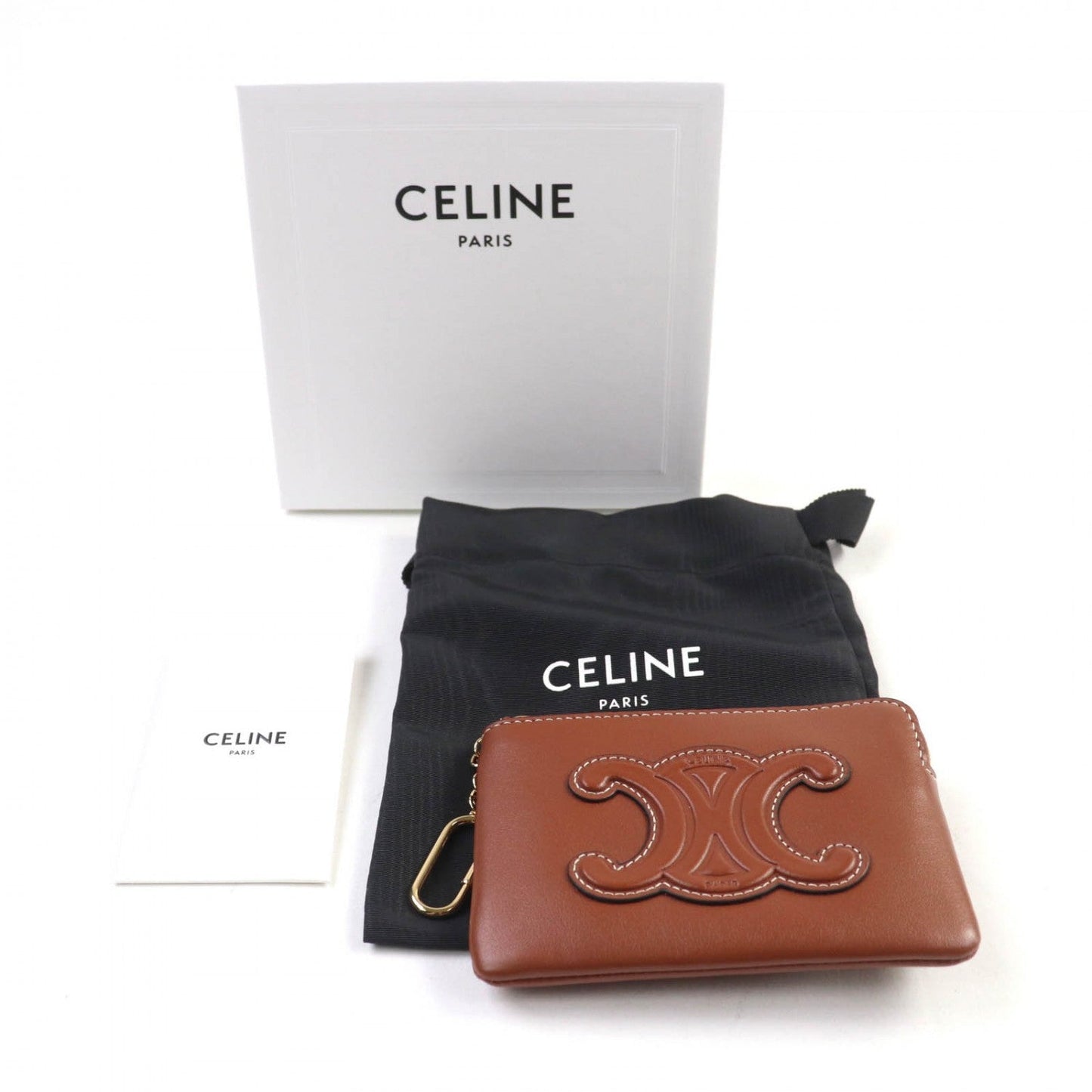 CELINE Coin case Calf leather Brown Cuir Triomphe Coin Purse