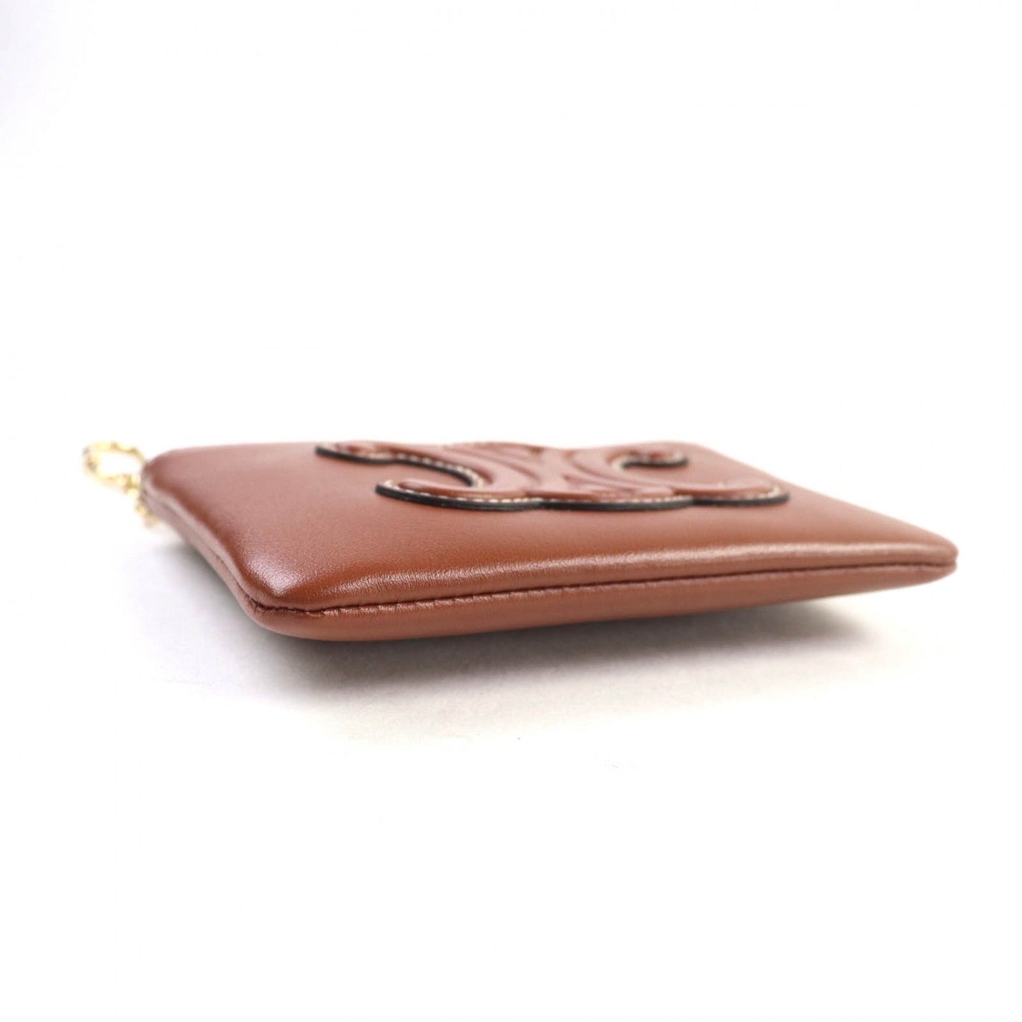 CELINE Coin case Calf leather Brown Cuir Triomphe Coin Purse