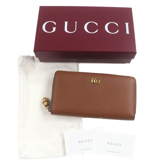 GUCCI Long Wallet Purse 739499 leather Brown Bamboo