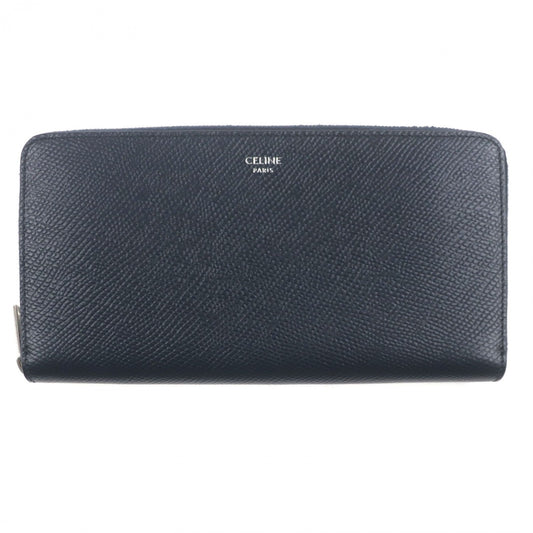 CELINE Long Wallet Purse 10B553BEL Grained calfskin Dark navy