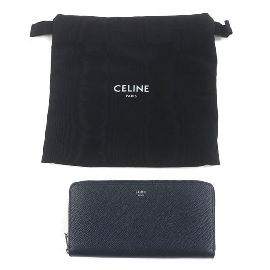 CELINE Long Wallet Purse 10B553BEL Grained calfskin Dark navy