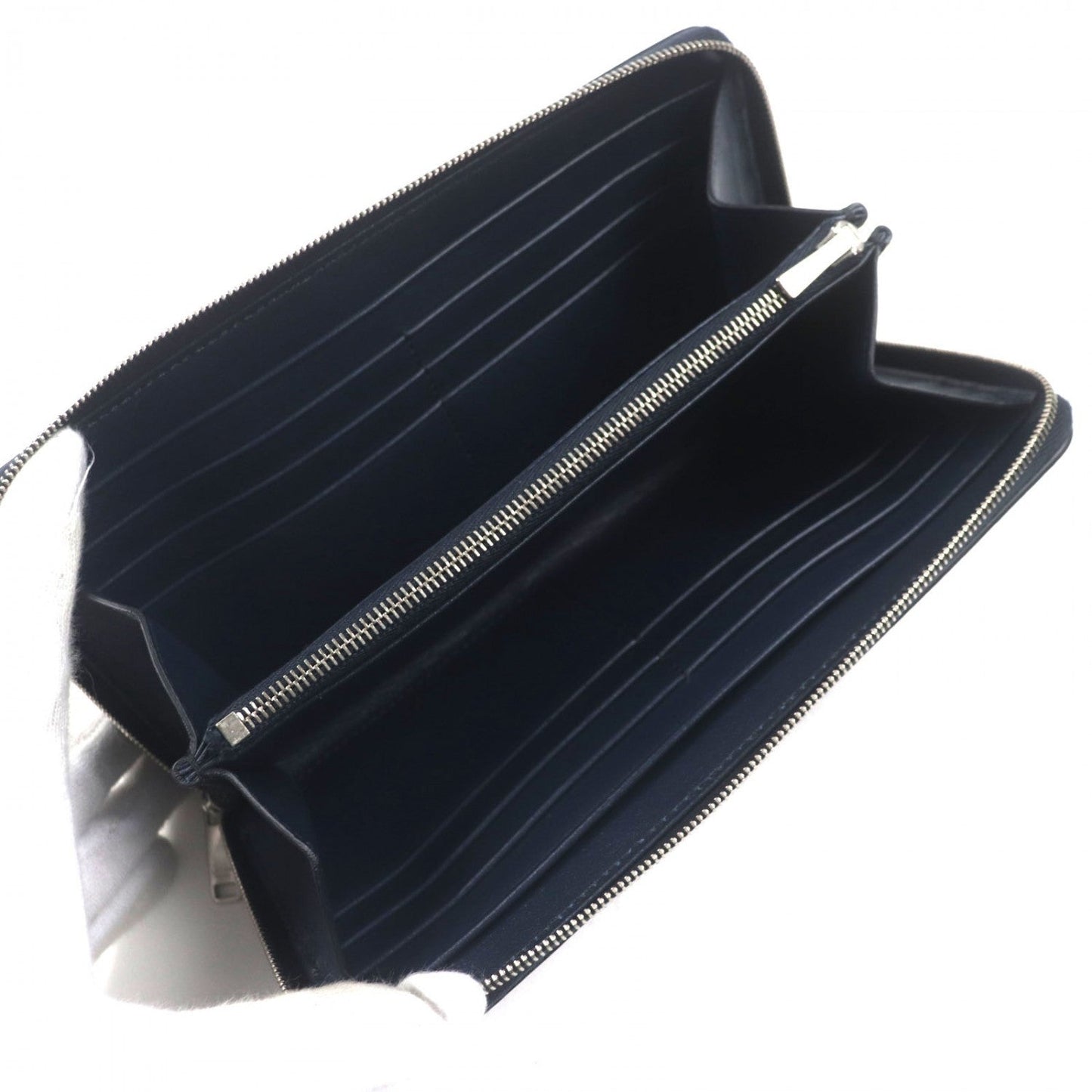 CELINE Long Wallet Purse 10B553BEL Grained calfskin Dark navy