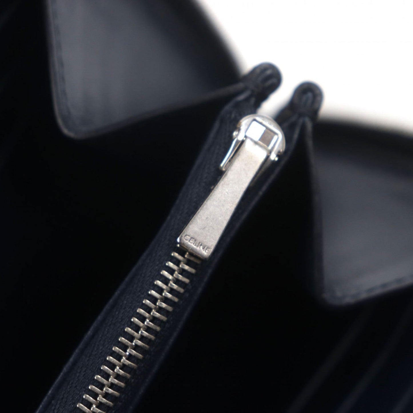 CELINE Long Wallet Purse 10B553BEL Grained calfskin Dark navy