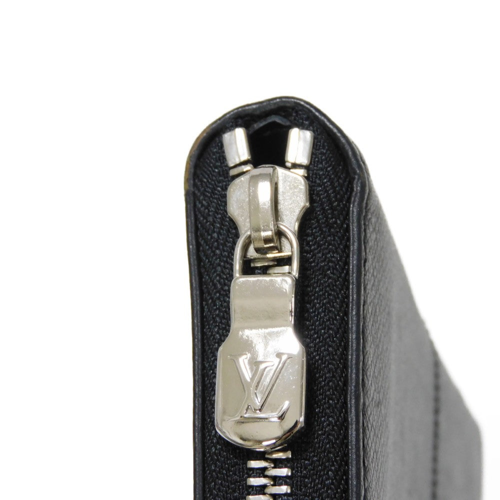 LOUIS VUITTON Long Wallet Purse M30731 Taiga leather (stamped) Noir Grey Trio Color New Zip Around RFID Taiga Zippy Wallet Vertical mens Used Authentic