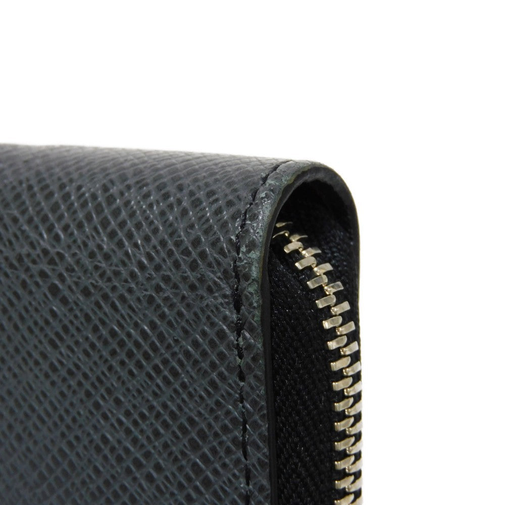 LOUIS VUITTON Long Wallet Purse M30731 Taiga leather (stamped) Noir Grey Trio Color New Zip Around RFID Taiga Zippy Wallet Vertical mens Used Authentic