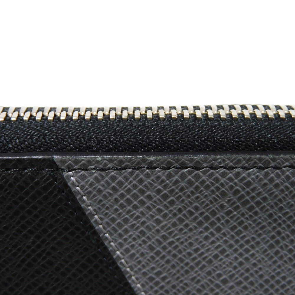 LOUIS VUITTON Long Wallet Purse M30731 Taiga leather (stamped) Noir Grey Trio Color New Zip Around RFID Taiga Zippy Wallet Vertical mens Used Authentic