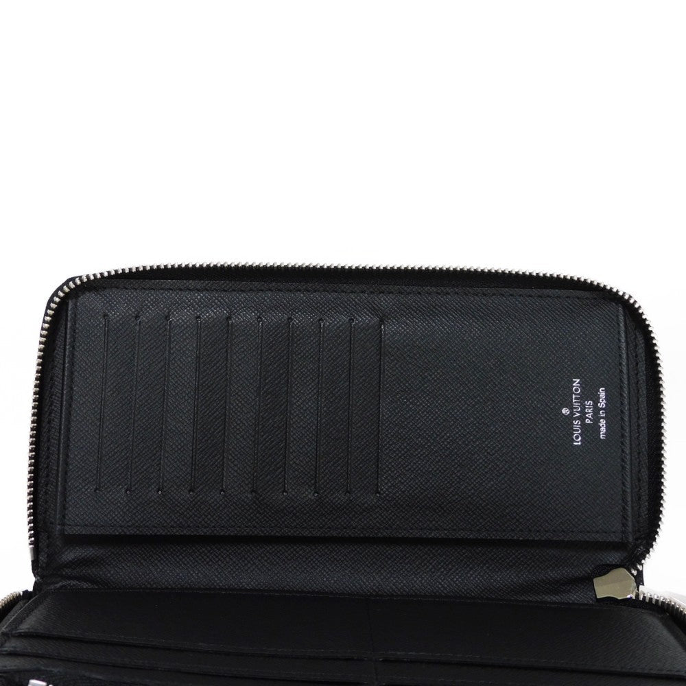 LOUIS VUITTON Long Wallet Purse M30731 Taiga leather (stamped) Noir Grey Trio Color New Zip Around RFID Taiga Zippy Wallet Vertical mens Used Authentic