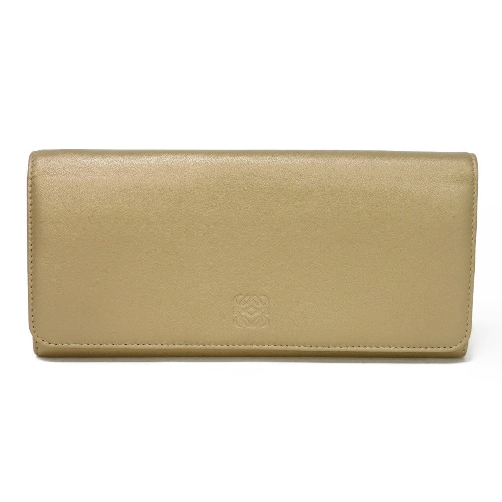 LOEWE Long Wallet Purse 182.82C18 Nappa Dark gold Lambskin wallet Coin case Anagram emboss Long flap wallet unisex(Unisex) Used Authentic