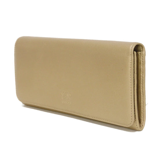 LOEWE Long Wallet Purse 182.82C18 Nappa Dark gold Lambskin wallet Coin case Anagram emboss Long flap wallet unisex(Unisex) Used Authentic
