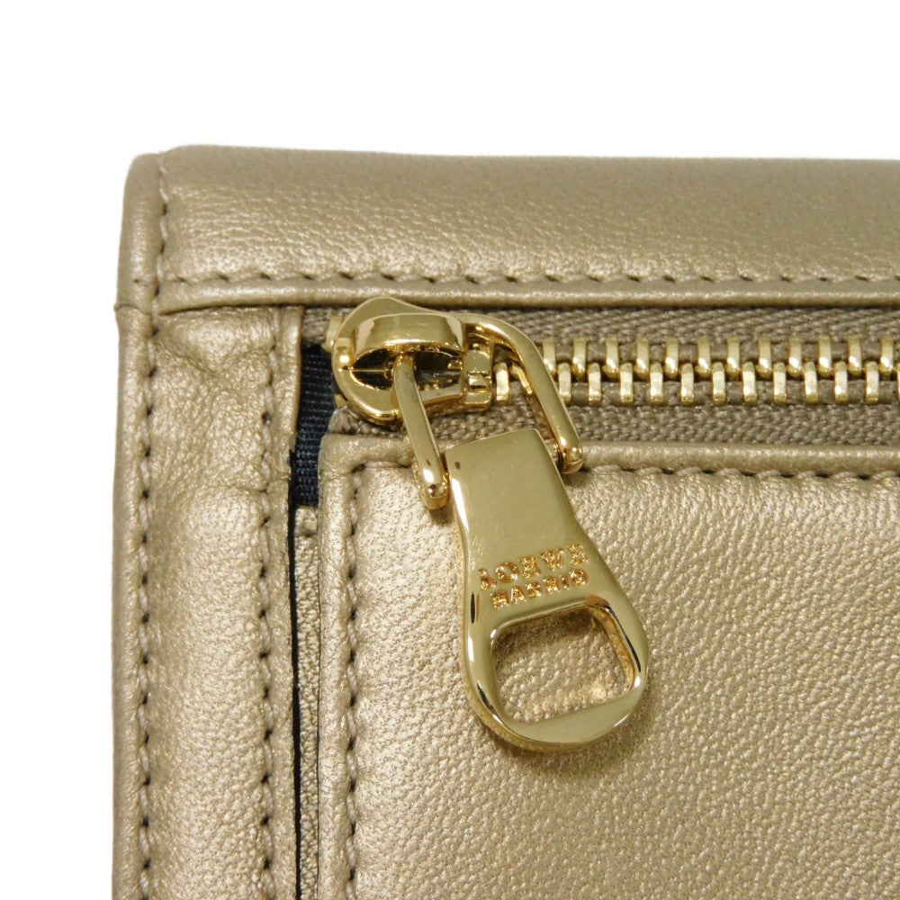 LOEWE Long Wallet Purse 182.82C18 Nappa Dark gold Lambskin wallet Coin case Anagram emboss Long flap wallet unisex(Unisex) Used Authentic