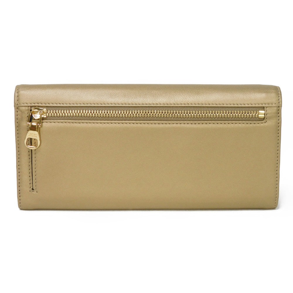 LOEWE Long Wallet Purse 182.82C18 Nappa Dark gold Lambskin wallet Coin case Anagram emboss Long flap wallet unisex(Unisex) Used Authentic