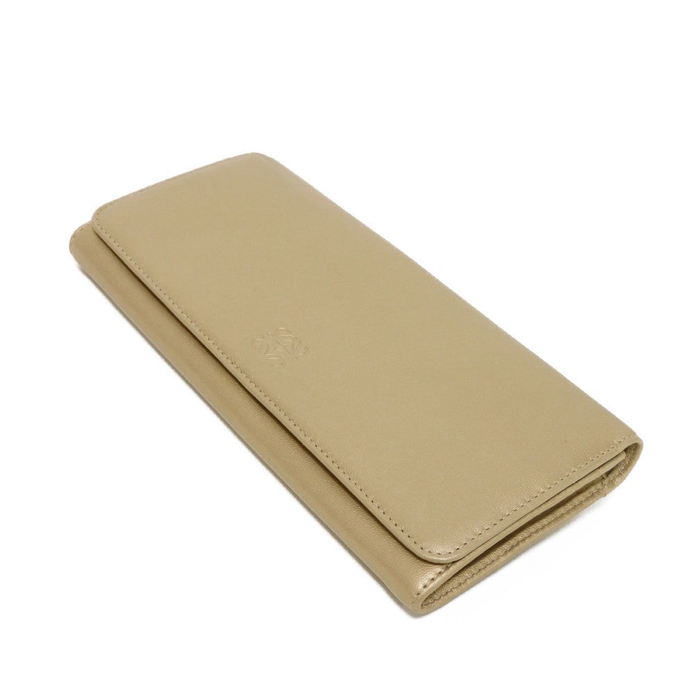LOEWE Long Wallet Purse 182.82C18 Nappa Dark gold Lambskin wallet Coin case Anagram emboss Long flap wallet unisex(Unisex) Used Authentic