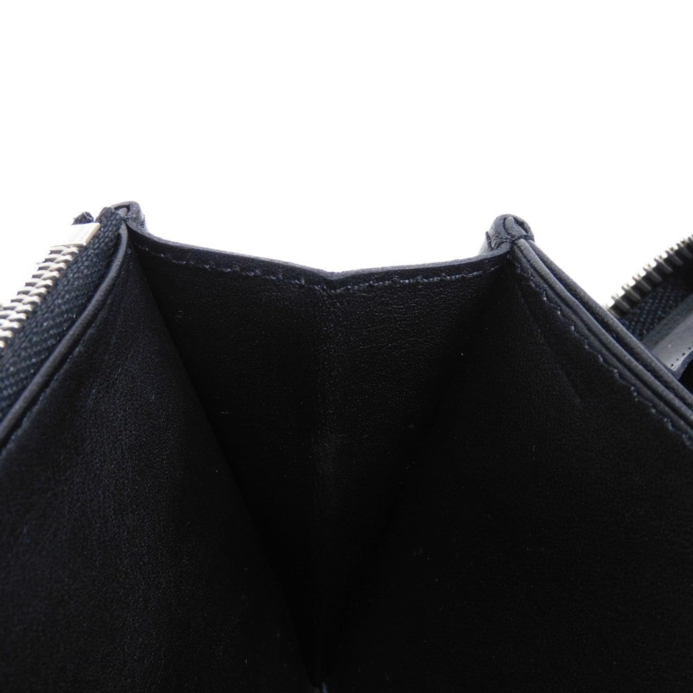 LOUIS VUITTON Long Wallet Purse M61867 Mahina leather (stamped) Noir LV Logo Flower Perforation Punching Black Monogram Mahina Zippy wallet mens(Unisex) Used Authentic