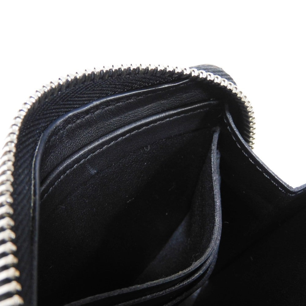 LOUIS VUITTON Long Wallet Purse M61867 Mahina leather (stamped) Noir LV Logo Flower Perforation Punching Black Monogram Mahina Zippy wallet mens(Unisex) Used Authentic