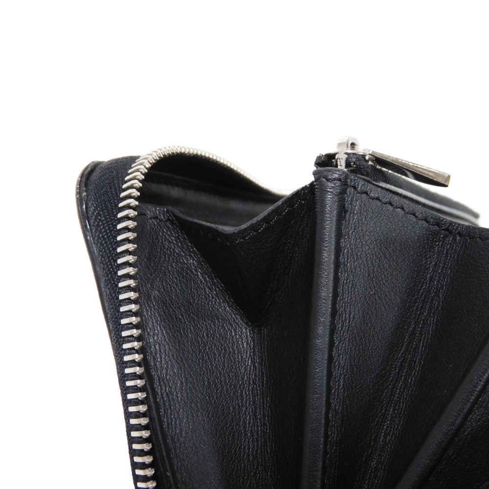 LOUIS VUITTON Long Wallet Purse M61867 Mahina leather (stamped) Noir LV Logo Flower Perforation Punching Black Monogram Mahina Zippy wallet mens(Unisex) Used Authentic