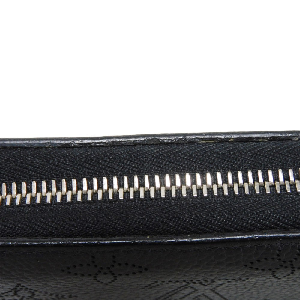 LOUIS VUITTON Long Wallet Purse M61867 Mahina leather (stamped) Noir LV Logo Flower Perforation Punching Black Monogram Mahina Zippy wallet mens(Unisex) Used Authentic