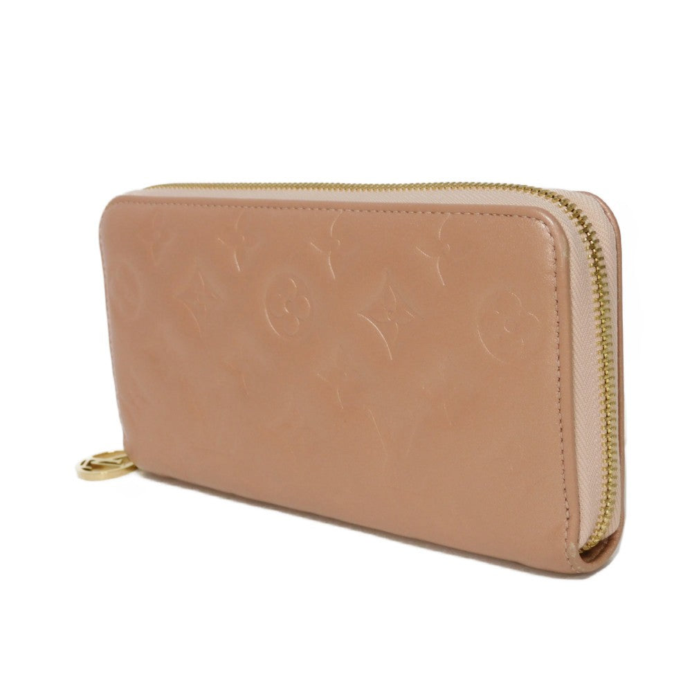 LOUIS VUITTON Long Wallet Purse M81708 Lamb leather (monogram type push) x calf leather Rose gold Monogram emboss Zippy wallet