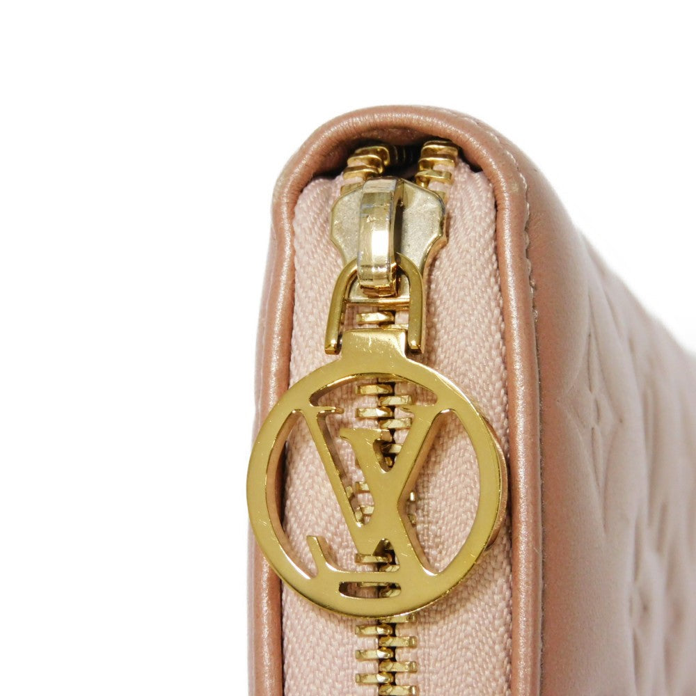 LOUIS VUITTON Long Wallet Purse M81708 Lamb leather (monogram type push) x calf leather Rose gold Monogram emboss Zippy wallet