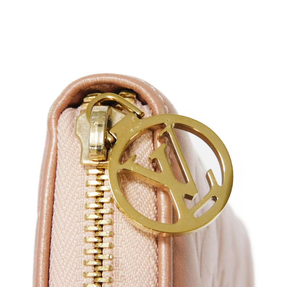LOUIS VUITTON Long Wallet Purse M81708 Lamb leather (monogram type push) x calf leather Rose gold Monogram emboss Zippy wallet