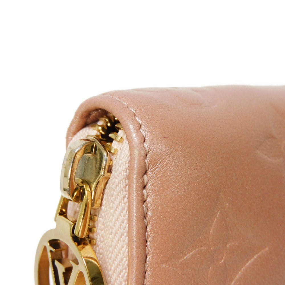 LOUIS VUITTON Long Wallet Purse M81708 Lamb leather (monogram type push) x calf leather Rose gold Monogram emboss Zippy wallet